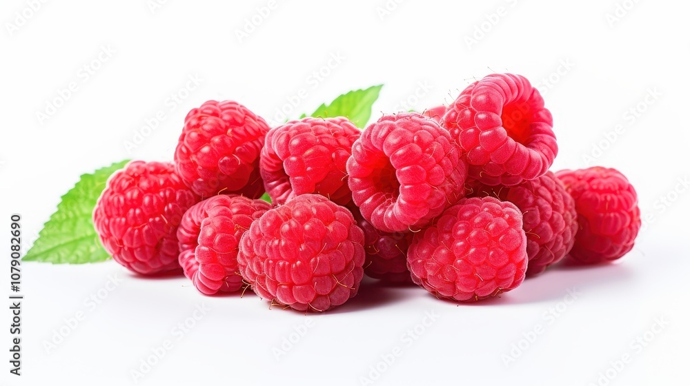 beautiful and ripe raspberries on a white background. beautiful and ripe raspberries on a white background.