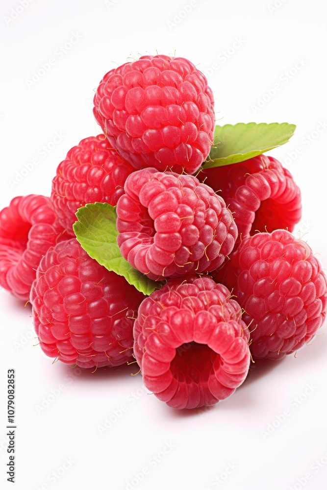 beautiful and ripe raspberries on a white background. beautiful and ripe raspberries on a white background.