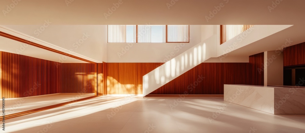 Bright interior space filled with natural light featuring white tones and wooden accents ideal for modern home decor Bright interior space filled with natural light featuring white tones and wooden accents ideal for modern home decor