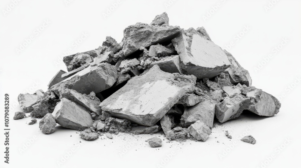 crushed concrete or asphalt isolated on white crushed concrete or asphalt isolated on white