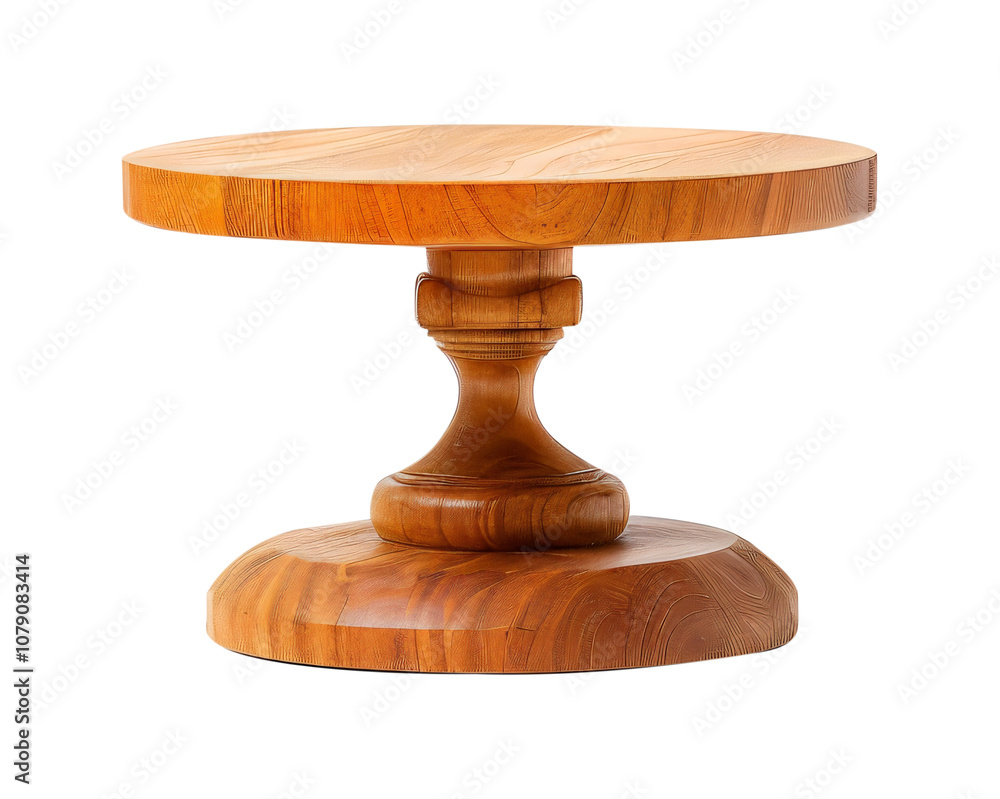 A rustic wooden cake stand with a natural wood finish. A rustic wooden cake stand with a natural wood finish.