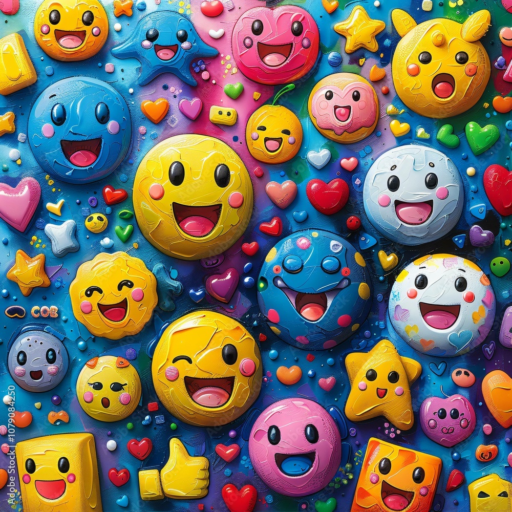 Seamless emoji faces pattern design Seamless emoji faces pattern design