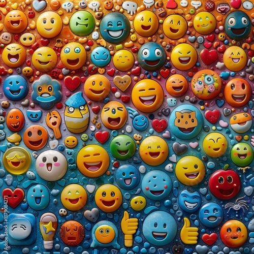 Digital seamless emoji background