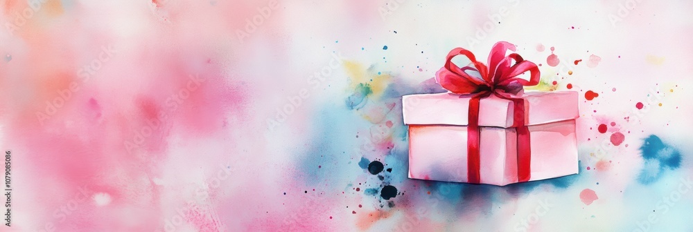 Colorful background template with copy space and gift box for holiday Colorful background template with copy space and gift box for holiday