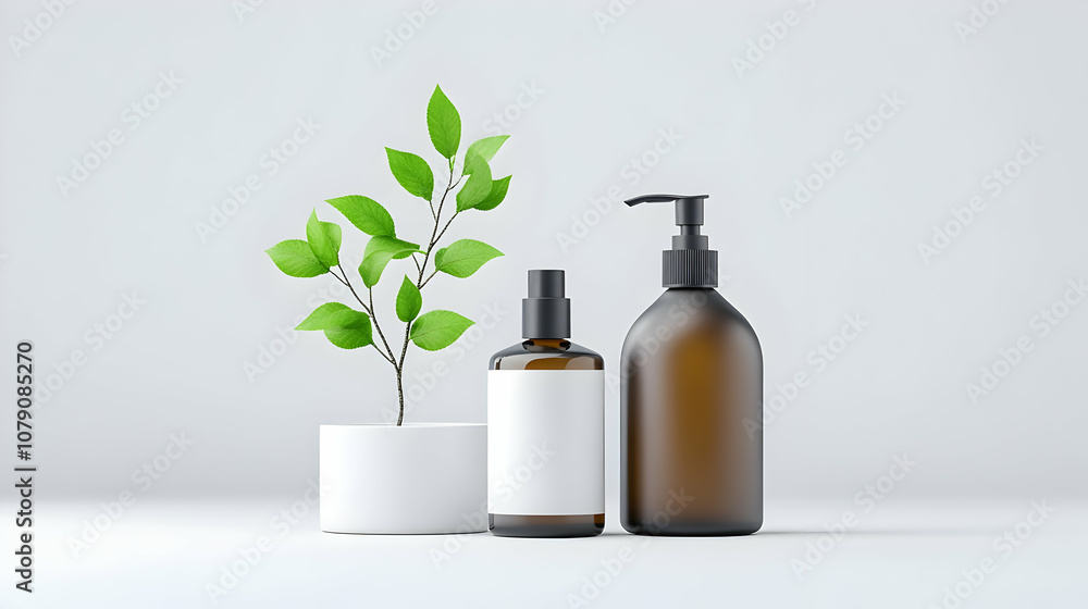 High-resolution product packaging mockups for a natural cosmetics line, featuring eco-friendly materials and minimalist design High-resolution product packaging mockups for a natural cosmetics line, featuring eco-friendly materials and minimalist design