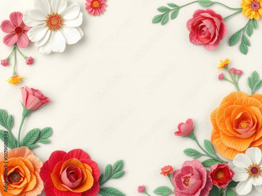 Vibrant backdrop of paper roses in various colors, design, floral, art Vibrant backdrop of paper roses in various colors, design, floral, art