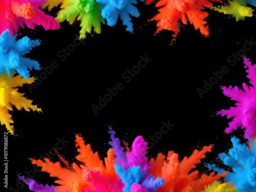 Vibrant colored powder exploding on dark background, creating a colorful and dynamic explosion, burst, vibrant explosion, powder cloud