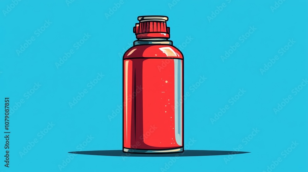 Obraz premium Flat color cartoon style aerosol spray can