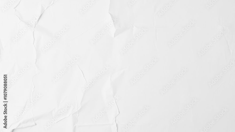 White creased poster texture with wrinkled and folded areas, creating a unique and distressed appearance, blank, white, abstract White creased poster texture with wrinkled and folded areas, creating a unique and distressed appearance, blank, white, abstract