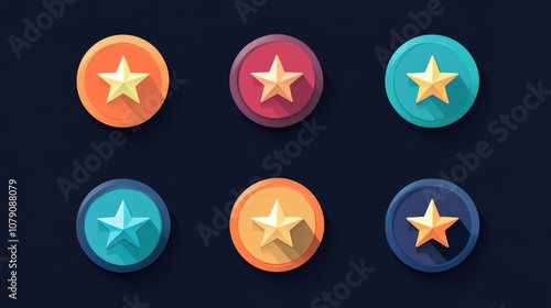 Set of star rating badges in a flat design style