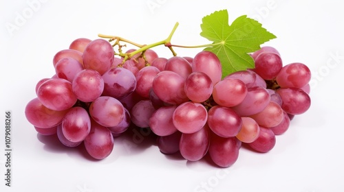 Ripe beautiful blue or pink grapes on a white background.