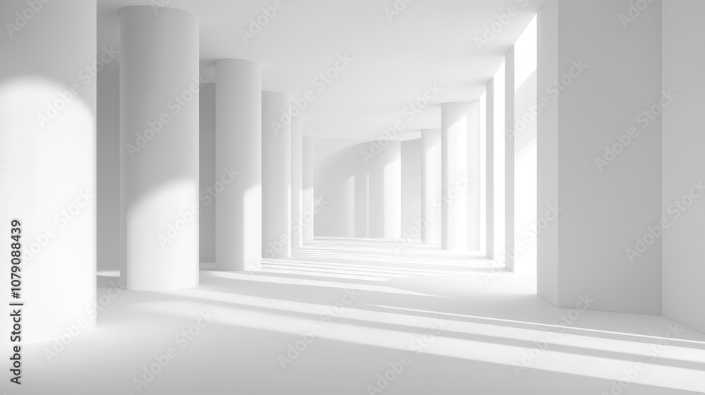 Obraz premium Interior of a minimalist white room created in 3D illustration