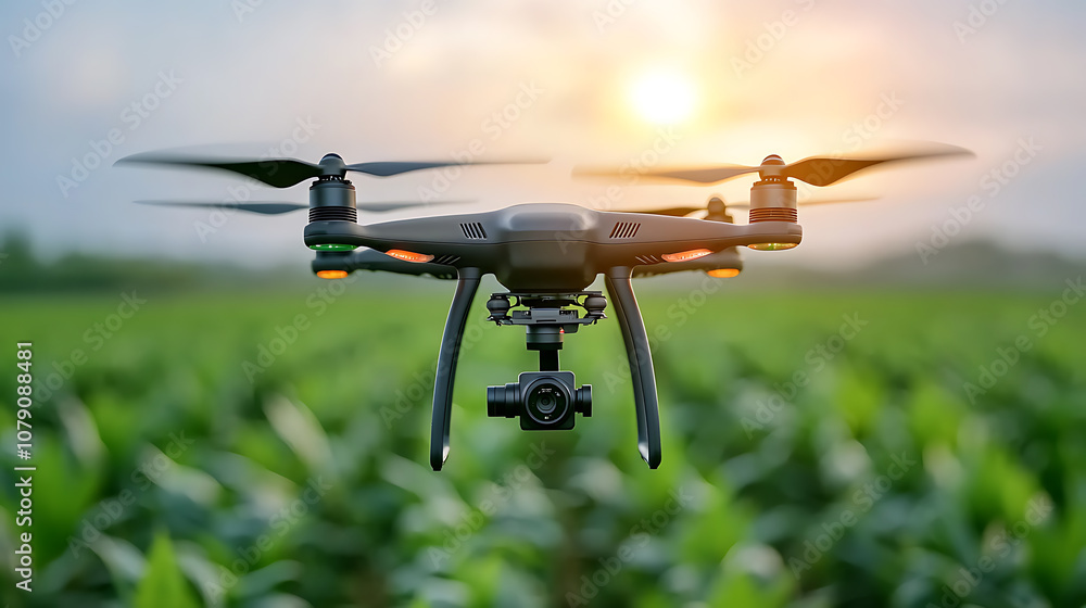 Aerial drone technology captures high-resolution images of vibrant fields at sunset Aerial drone technology captures high-resolution images of vibrant fields at sunset