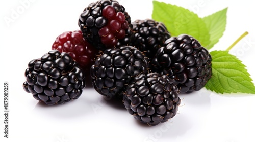 beautiful tasty blackberry branch on a white background