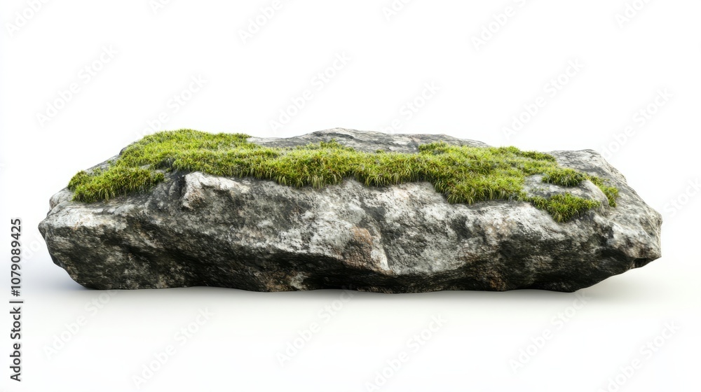 stone with green moss isolated on white stone with green moss isolated on white
