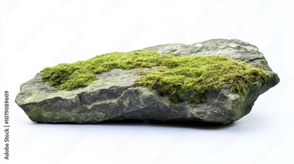stone with green moss isolated on white stone with green moss isolated on white