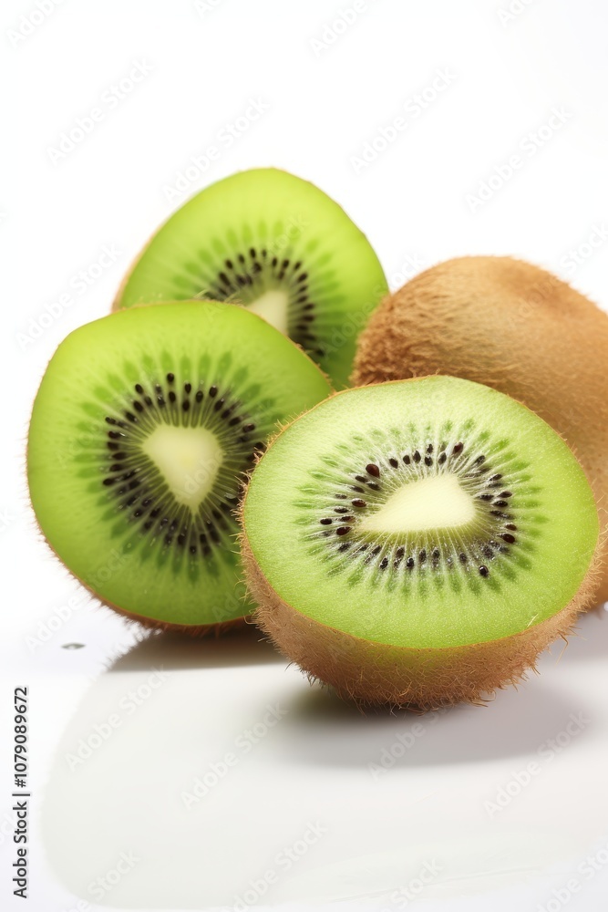 beautiful and ripe kiwi on a white background. beautiful and ripe kiwi on a white background.