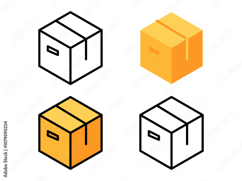 Collection of packing parcels box vector icon set design Collection of packing parcels box vector icon set design
