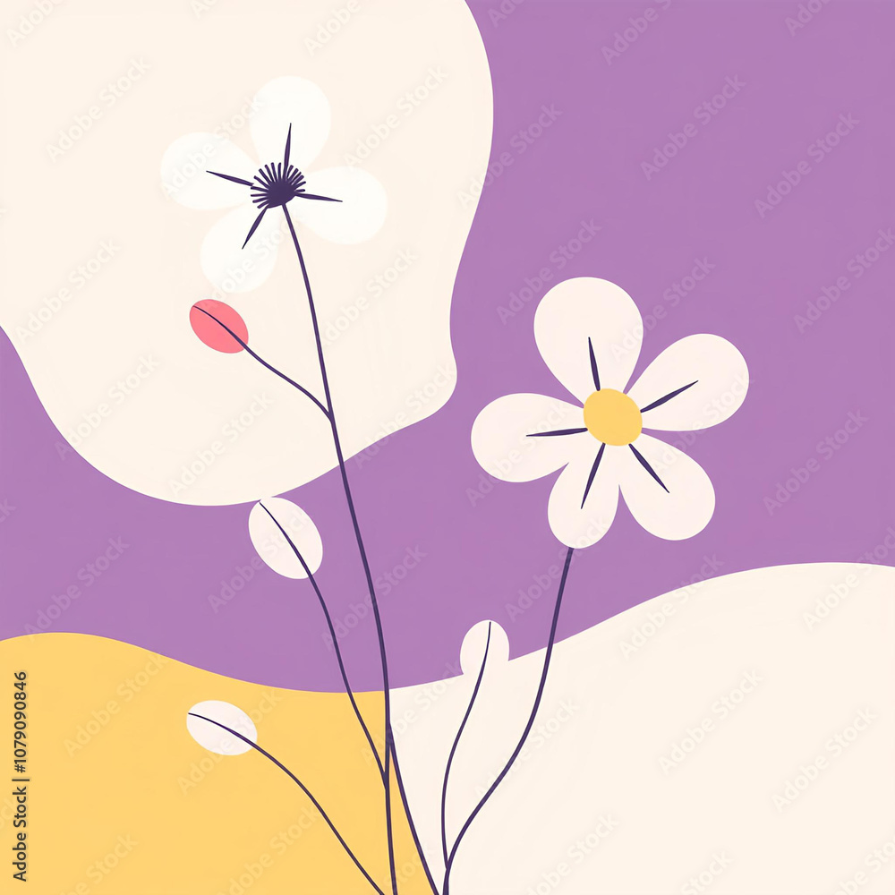 Naklejka premium multicolored flowers on a plain background