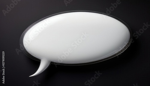 Minimalist Blank Speech Bubble on Black Background. Ideal for Social Media Graphics, Communication Concepts, Marketing Banners, Chat Icons, and Text based Creative Designs