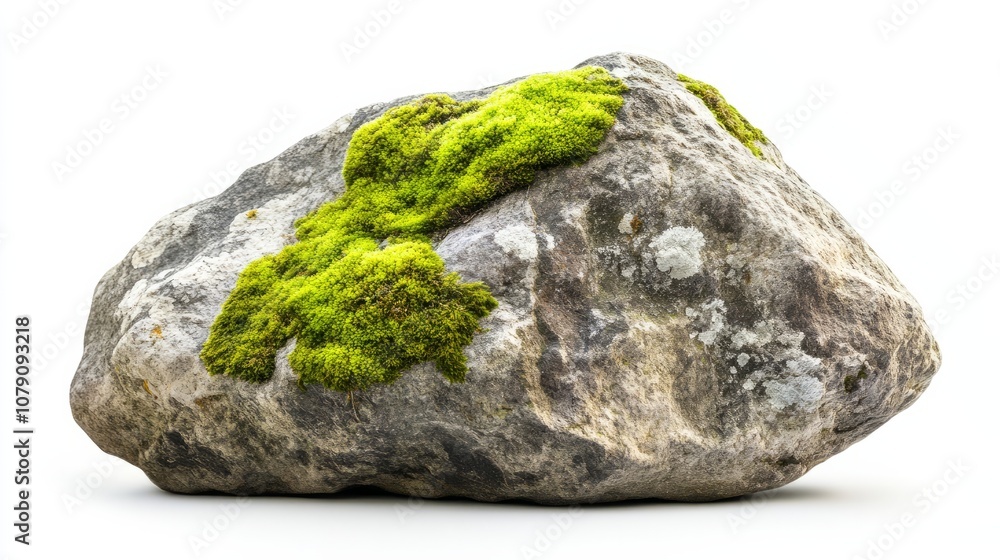 green mossy stone isolated on white green mossy stone isolated on white