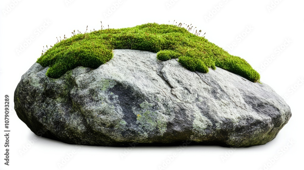 green mossy stone isolated on white green mossy stone isolated on white