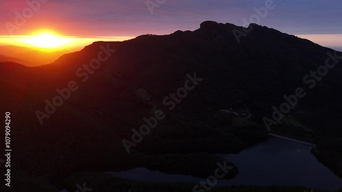 Look at Endara dam and the Aiako Harriak three peaks at the natural park; on the Basque Country.