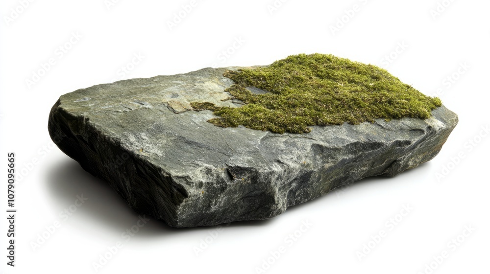 stone with green moss isolated on white stone with green moss isolated on white