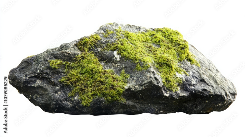 stone with green moss isolated on white stone with green moss isolated on white