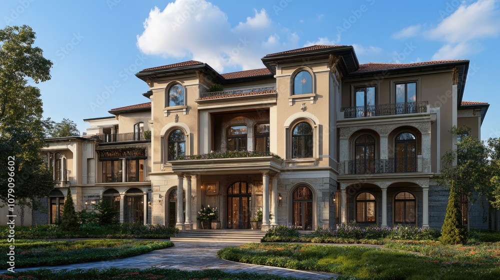 Fototapeta premium 3D rendering of a five story residence