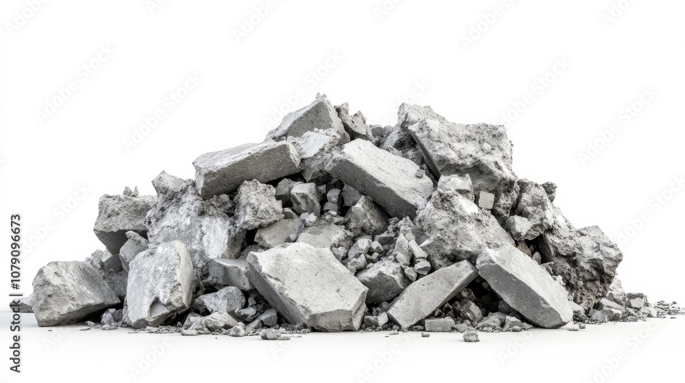 Multiple piles of crushed stone isolated on white Multiple piles of crushed stone isolated on white