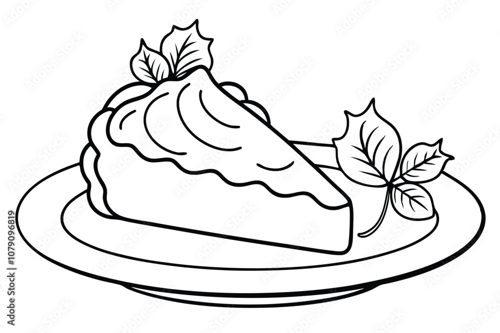 Black and White Outline of a Slice of Pie Black and White Outline of a Slice of Pie