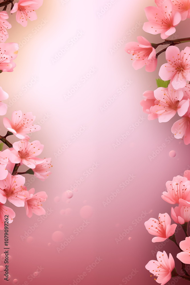 A pink blossom against a floral-themed background for greeting card border, professional lighting, ultra highly realistic, smooth light, PNG A pink blossom against a floral-themed background for greeting card border, professional lighting, ultra highly realistic, smooth light, PNG