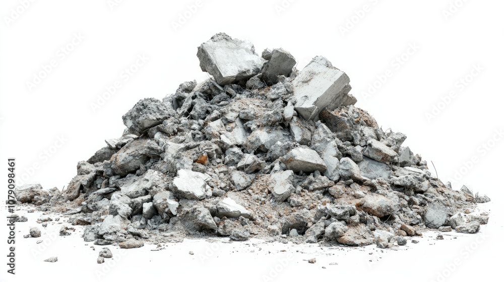 Multiple piles of crushed stone against clean wite background Multiple piles of crushed stone against clean wite background