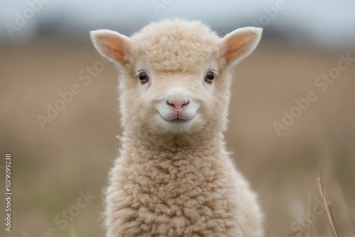 Cute Baby Lamb with Curious Eyes and Pink Nose