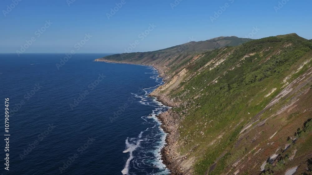 Aerial view of the coastal side of Jaizkibel Mountain on the Basque Country's coast. Aerial view of the coastal side of Jaizkibel Mountain on the Basque Country's coast.