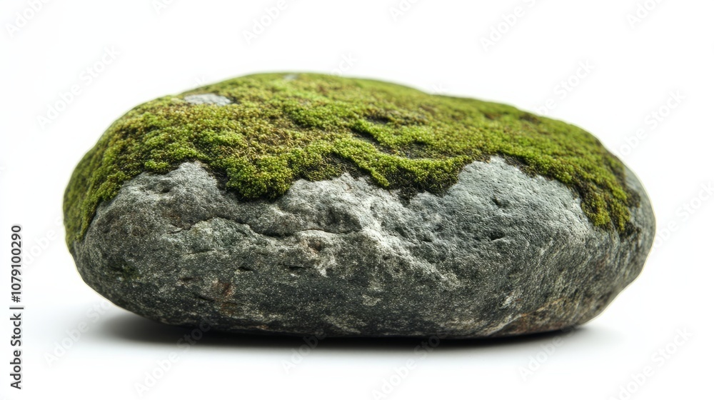 stone with green moss isolated on white stone with green moss isolated on white