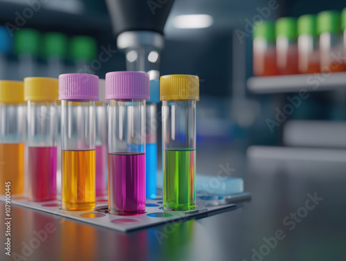 food safety inspection testing Laboratory test tubes with colorful liquids in lab setting