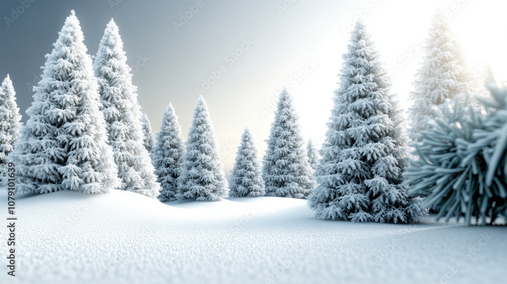 Winter Wonderland: A serene and picturesque scene of snow-covered pine trees bathed in the soft glow of a winter sunrise. The image evokes a sense of peace, tranquility. Winter Wonderland: A serene and picturesque scene of snow-covered pine trees bathed in the soft glow of a winter sunrise. The image evokes a sense of peace, tranquility.
