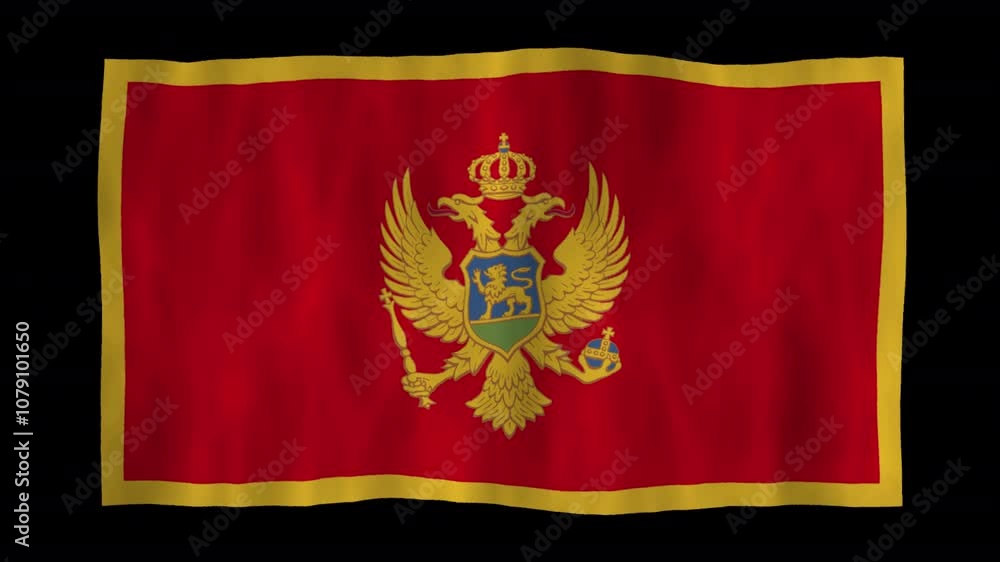 Looping animation of a waving 3D Montenegro flag with alpha channel Looping animation of a waving 3D Montenegro flag with alpha channel