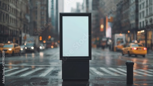 Mockup of large outdoor billboard with digital content displayed in a metropolitan area photo