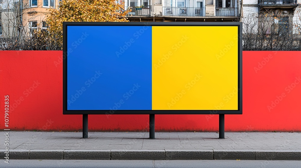 Obraz premium Mockup of outdoor advertising on large screen in urban area