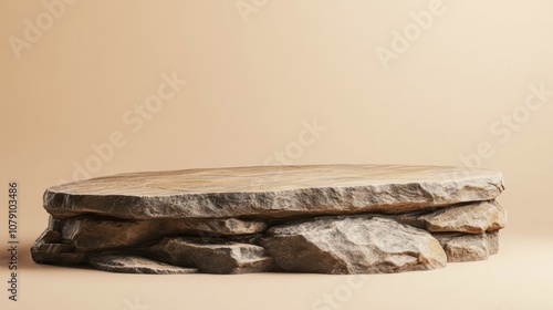 empty minimalistic borwn stone podium atage photo