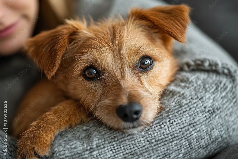 Cute Small Dog with Big Brown Eyes and Soft Fur Looking Up Cute Small Dog with Big Brown Eyes and Soft Fur Looking Up