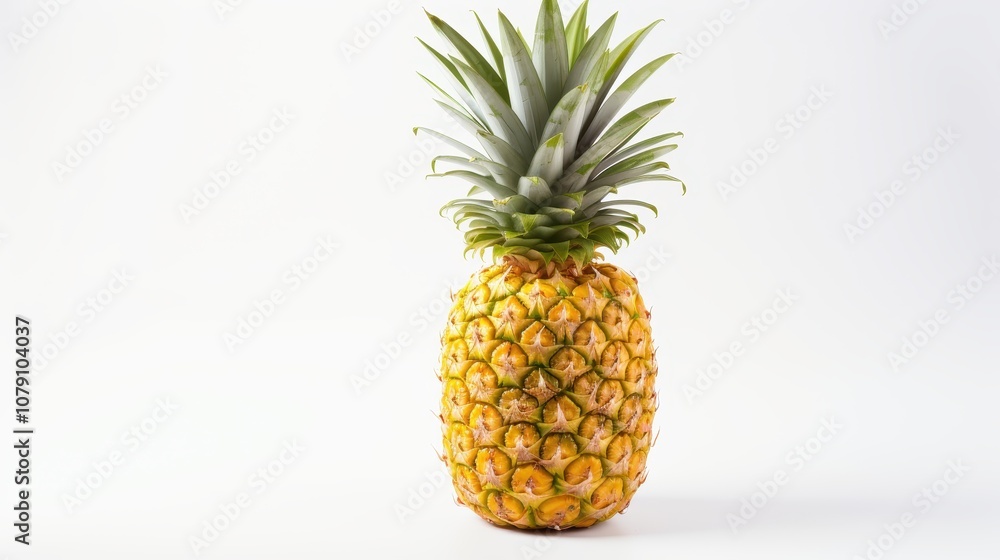 beautiful and ripe pineapple on a white background. beautiful and ripe pineapple on a white background.