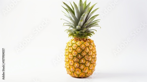 beautiful and ripe pineapple on a white background.