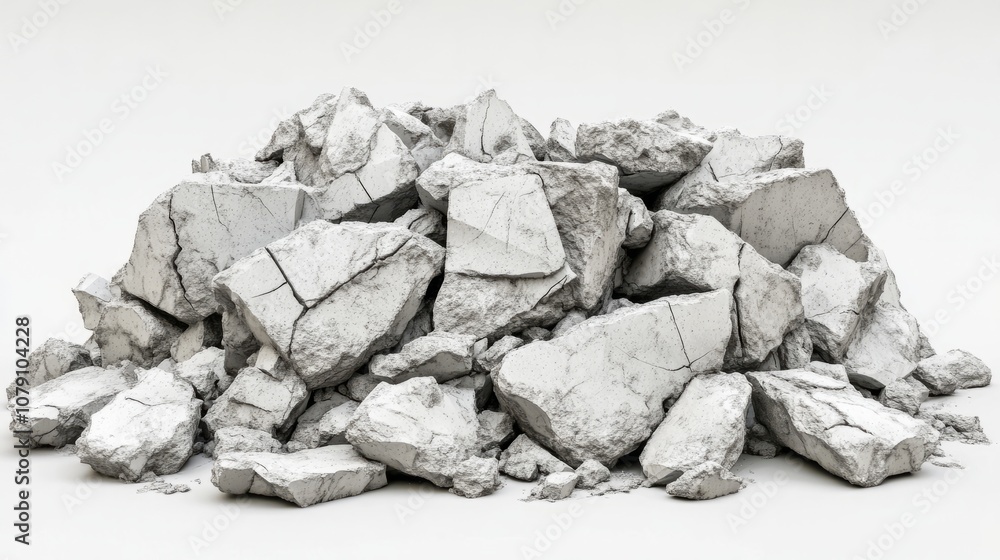 Multiple piles of crushed stone isolated on white Multiple piles of crushed stone isolated on white