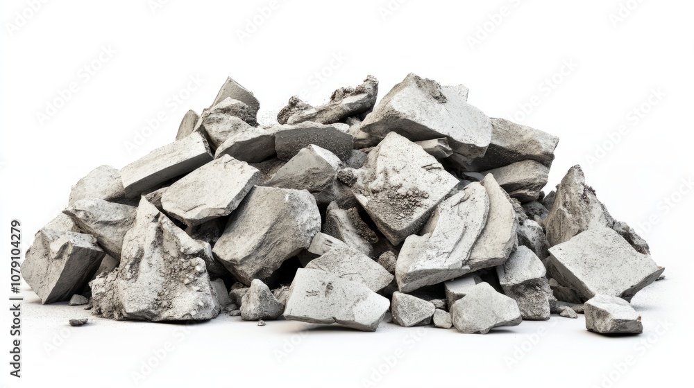 Multiple piles of crushed stone isolated on white Multiple piles of crushed stone isolated on white