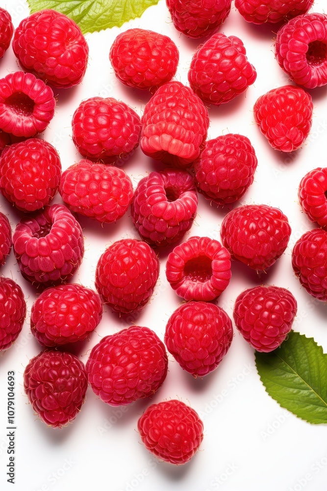 beautiful and ripe raspberries on a white background. beautiful and ripe raspberries on a white background.