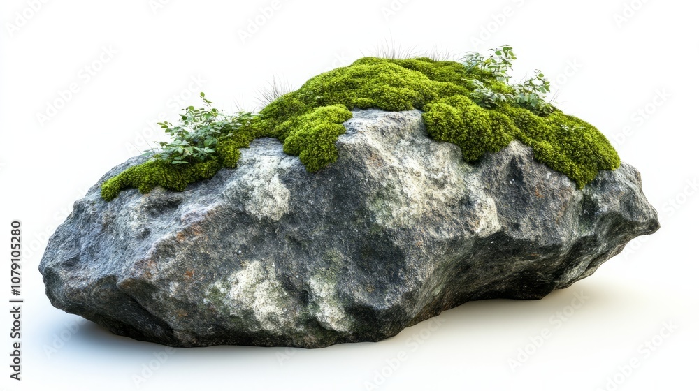 Green moss on stone, isolated on white background
Green moss on stone, isolated on white background